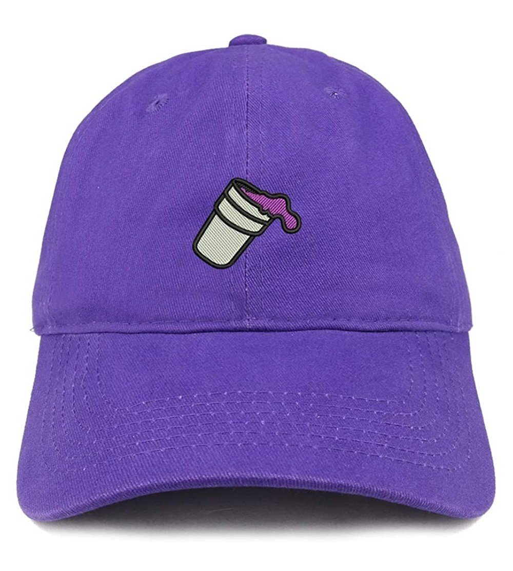 Baseball Caps Double Cup Morning Coffee Embroidered Soft Crown 100% Brushed Cotton Cap - Purple - CX18SO0D7DQ $16.53