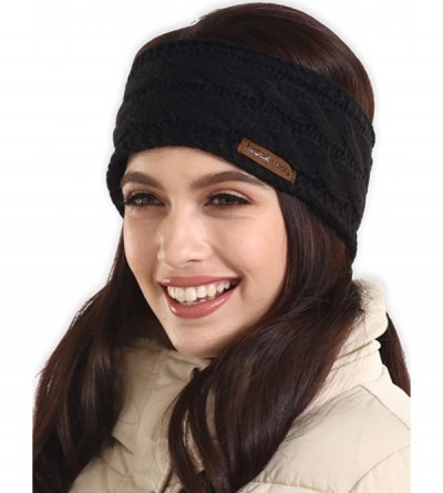 Cold Weather Headbands Cable Knit Multicolored Headband Warmers - Black - C518G335UR5 $10.83