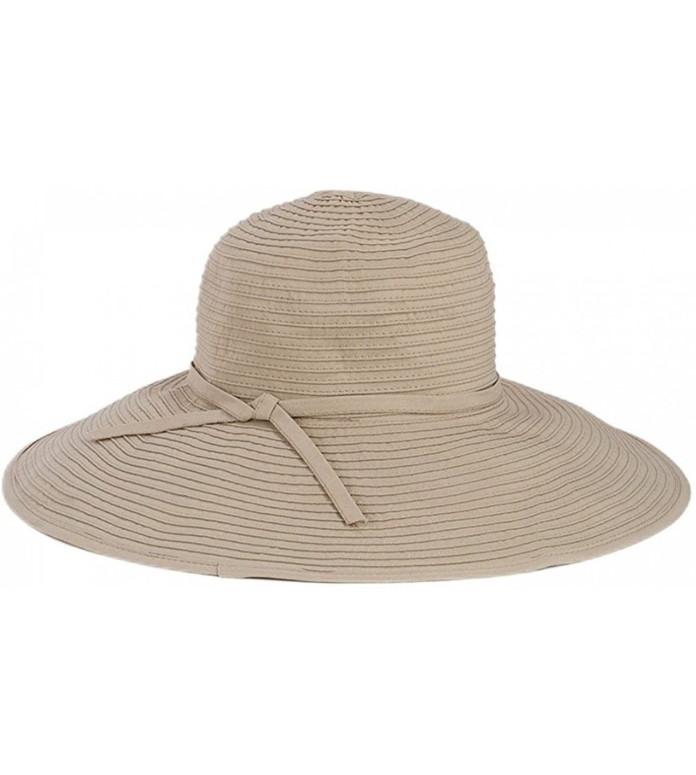 Sun Hats Women's Ribbon Braid Large Brim Hat - Once Size - Taupe - CN115A1KOV5 $43.18