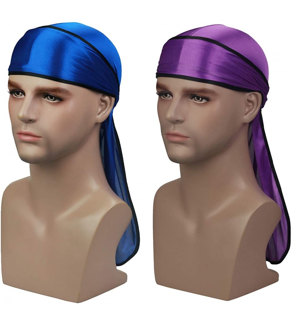 Skullies & Beanies Soft Durag (2PCS/3PCS) with Extra Long Tail and Wide Straps Headwrap Du-Rag for 360 Waves - CN18M22CQXE $8.89