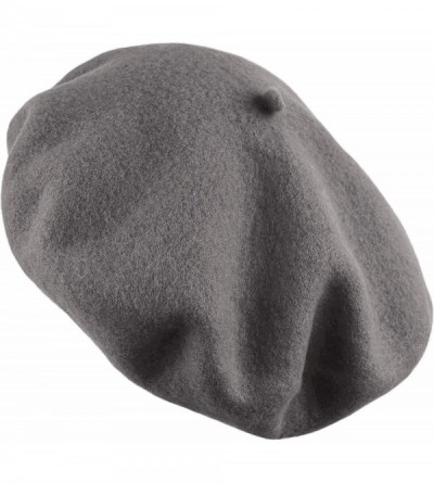 Berets Women's Wool French Beret Cozy Stretchable Beanie Unisex Artist Cap One Size - Smoke Gray - CV192U0QCSE $12.24