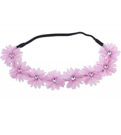Headbands Multicolor Chiffon Flower Headband Flower Crown Headband - Pink Chiffon - CF187GER25O $14.22