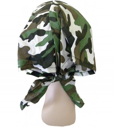 Sun Hats Camouflage Bandana Cap Visor Tie Unisex Army Hat - Hunter Green - CR11MJ8IRNP $10.93