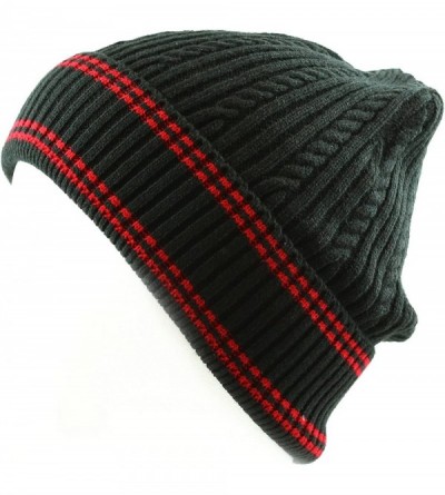 Skullies & Beanies 200h Unisex Light Weight Chunky Cable Knit Beanie Hat - Black Red - C612CLWEKVV $8.29
