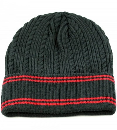 Skullies & Beanies 200h Unisex Light Weight Chunky Cable Knit Beanie Hat - Black Red - C612CLWEKVV $8.29