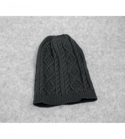 Skullies & Beanies Women Cable Knit Beanie Winter Warm Crochet Hats Chunky Stretch Ski Cap - Dark Gray - CU186QTH4ZO $9.80