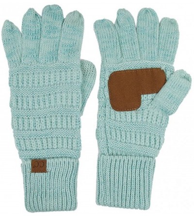 Skullies & Beanies 3pc Set Trendy Warm Chunky Soft Stretch Cable Knit Beanie Scarves Gloves Set - Metallic Mint - CK187GNOE82...