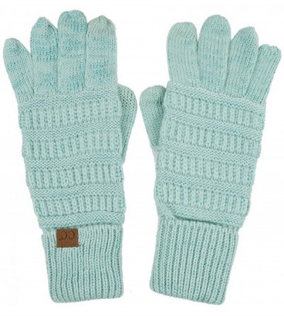 Skullies & Beanies 3pc Set Trendy Warm Chunky Soft Stretch Cable Knit Beanie Scarves Gloves Set - Metallic Mint - CK187GNOE82...