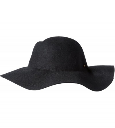Sun Hats Women's 4 Inch Brim Pleated Crown Floppy Hat with Gold Bar Trim - Black - CG17YZKH7CW $28.28