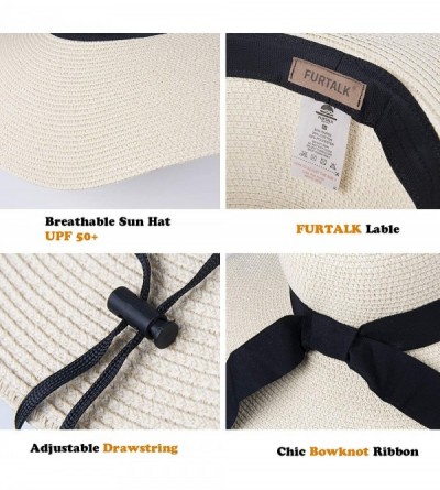 Sun Hats Womens Sun Straw Hat Wide Brim UPF 50 Summer Hat Foldable Roll up Floppy Beach Hats for Women - Beige - CZ18DXU46N9 ...