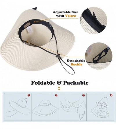 Sun Hats Womens Sun Straw Hat Wide Brim UPF 50 Summer Hat Foldable Roll up Floppy Beach Hats for Women - Beige - CZ18DXU46N9 ...