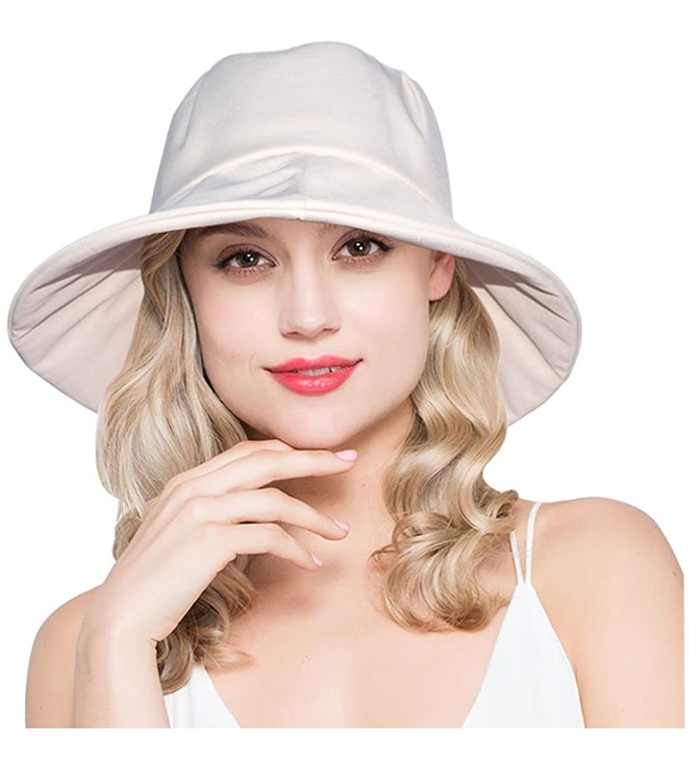 Sun Hats Womens Summer Sun hat - UPF 50+ Wide Brim Floppy Packable Beach Hat - Off-white - CC18D3RARSO $11.14