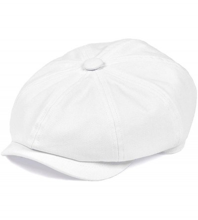 Newsboy Caps Men's 8 Piece Newsboy Flat Cap 100% Cotton Gatsby Ivy Golf Cabbie Hat - White - CK18SSW7NZ8 $13.87