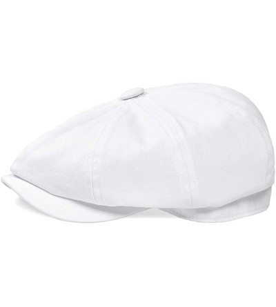 Newsboy Caps Men's 8 Piece Newsboy Flat Cap 100% Cotton Gatsby Ivy Golf Cabbie Hat - White - CK18SSW7NZ8 $13.87