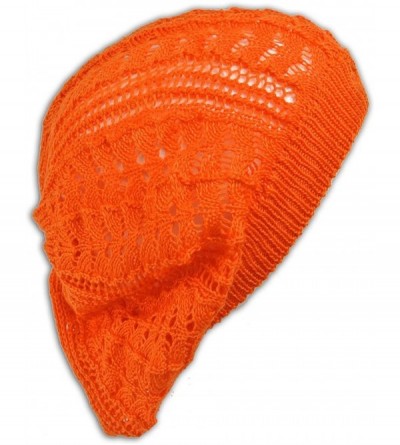 Berets Crochet Beanie Hat Knit Beret Skull Cap Tam - Orange - CT11GLEEKEN $8.05