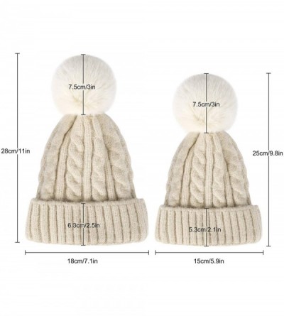 Skullies & Beanies Women Winter Knitted Hat with Faux Fur Pom Pom Cap for Toddler Boys Girls Kids Beanie Hat - Women Hat - CP...
