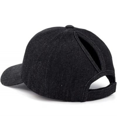 Baseball Caps Women Ponytail Baseball Hats Messy High Bun Hat Ponycaps Adjustable Cotton Trucker Dad Cap - B-black - C618LSE5...
