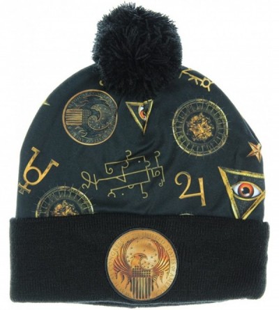 Skullies & Beanies Fantastic Beasts and Where to Find Them Sublimated Macusa Pom Beanie Black - CU12N2J3KAZ $15.95