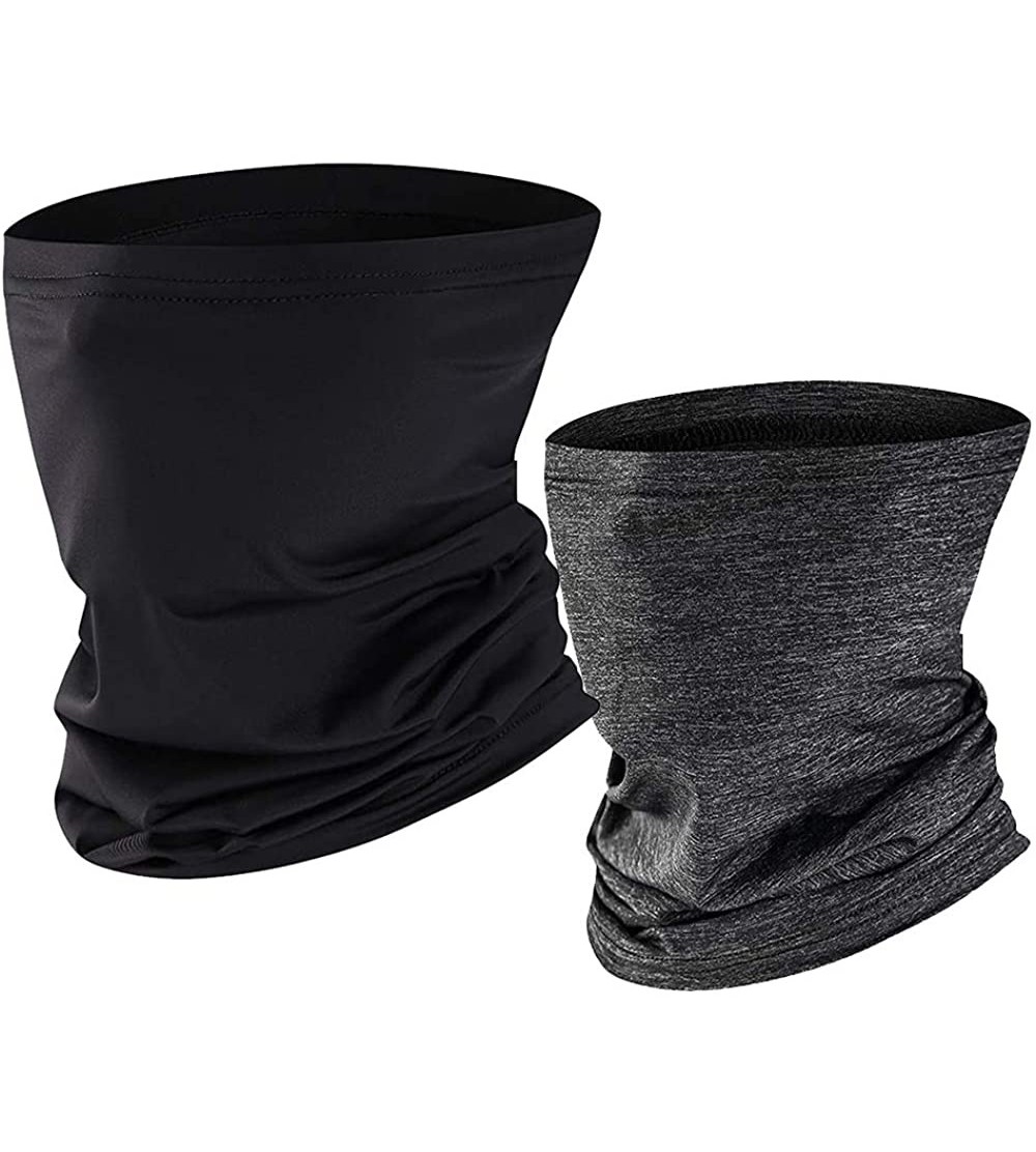 Balaclavas Neck Gaiter Face Mask- Bandana Face Mask Scarf Silk Sun UV Protection UPF 50 for Men Women - Black&gray(2 Packs) -...