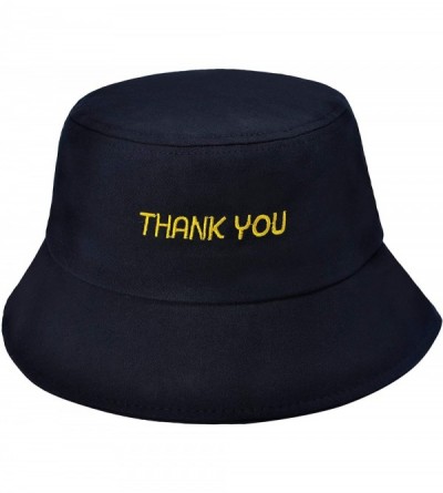 Bucket Hats Unisex Fashion Unique Word Embroidered Bucket Hat Summer Fisherman Cap for Men Women Teens - Thank You Black - CE...