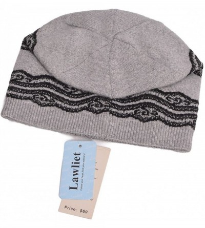 Berets Womens Wool Crochet Rhinestone Beanie Beret Warm Winter Lace Trim Hat T269 - Gray - CU1867CMX20 $24.74
