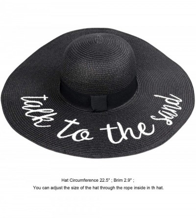 Sun Hats Womens Big Bowknot Straw Hat Floppy Foldable Roll up Beach Cap Sun Hat UPF 50+ - Ae Talk to the Sand - Black - CZ194...