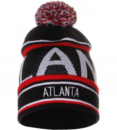 Skullies & Beanies Unisex USA Cities Fashion Large Letters Pom Pom Knit Hat Beanie - Atlanta Black - CI12N3DBASR $14.74