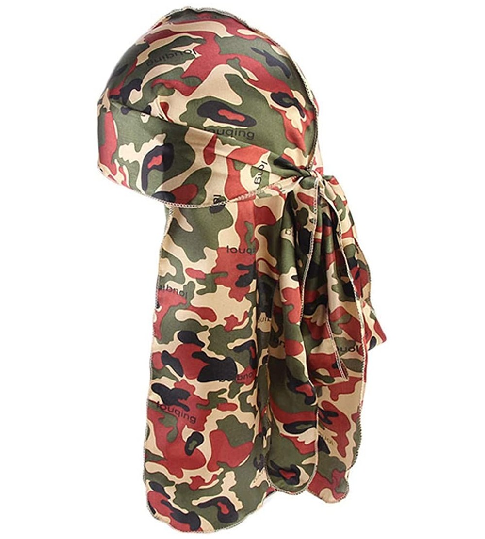 Skullies & Beanies Print Silky Durags Turban Silk Du Rag Waves Caps Headwear Do Doo Rag for Women Men - Tjm-05k-4 - CF197W8CS...