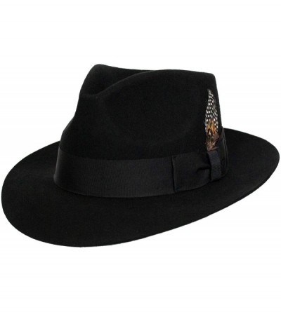 Fedoras 'Louie' Men's 100% Wool Classic Brim Teardrop Fedora Hat - Black - CN18GG846SX $82.04