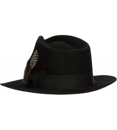 Fedoras 'Louie' Men's 100% Wool Classic Brim Teardrop Fedora Hat - Black - CN18GG846SX $82.04