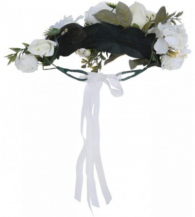 Headbands Adjustable Flower Crown Headband - Flower Headband for Women Girl Floral Festival Wedding Party Wreath - White-2 - ...
