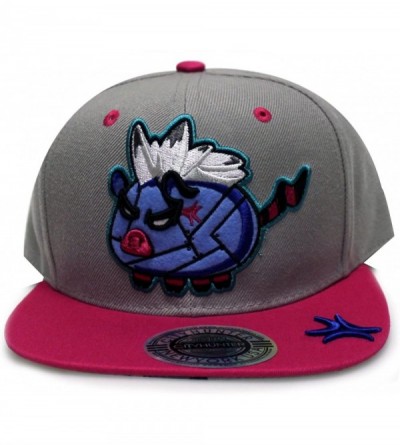Baseball Caps Mad Robot Pig Character Snapback Caps - Light Grey/Fuchsia - CM124M119VN $13.97