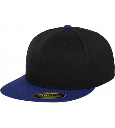 Baseball Caps Men's Premium 210 Fitted Cap - Black/Royal Blue - CM118WA5S7V $21.52