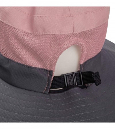 Sun Hats Women's Ponytail Safari Sun Hat- UPF 50+ Wide Brim Outdoor Bucket Hat with Chin Drawstring Strap-Fishing Hat - CL18S...