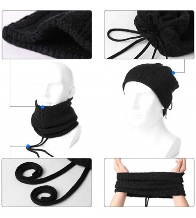 Skullies & Beanies Unisex Knit Beanie Visor Cap Winter Hat Fleece Neck Scarf Set Ski Face Mask 55-61cm - 99710-camel - CB18LL...