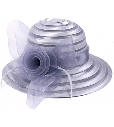 Sun Hats Sweet Cute Cloche Oaks Church Dress Bowler Derby Wedding Hat Party S606-A - Floral Grey - CD12DFSH05X $16.18