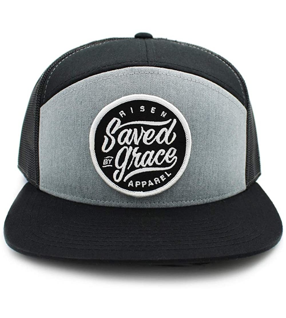 Skullies & Beanies Saved by Grace Christian Trucker hat Cap Bible Snapback Gray - C4180ZYIU5A $41.46