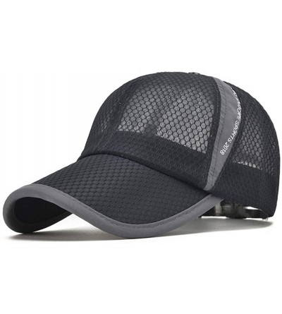 Baseball Caps Men's Outdoor Quick Dry Mesh Baseball Cap Adjustable Lightweight Sun Hat for Running Hiking - Dark Grey - CC18R...