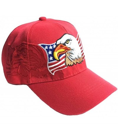 Baseball Caps Patriotic USA American Flag Print Baseball Cap Embroidered - Red - CS11WDGCQ7V $16.11