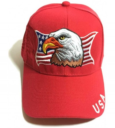 Baseball Caps Patriotic USA American Flag Print Baseball Cap Embroidered - Red - CS11WDGCQ7V $16.11