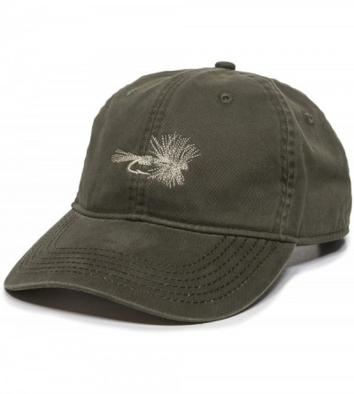 Baseball Caps Dry Fly Fish Lure Dad Hat - Adjustable Polo Style Baseball Cap for Men & Women - Olive - C918S86EDXC $37.02