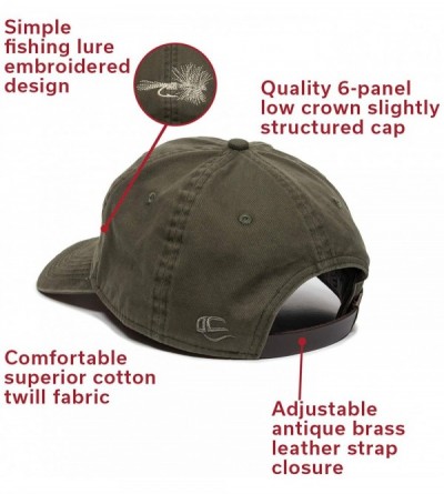 Baseball Caps Dry Fly Fish Lure Dad Hat - Adjustable Polo Style Baseball Cap for Men & Women - Olive - C918S86EDXC $15.80