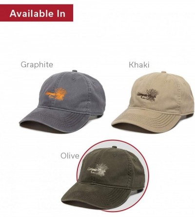 Baseball Caps Dry Fly Fish Lure Dad Hat - Adjustable Polo Style Baseball Cap for Men & Women - Olive - C918S86EDXC $15.80