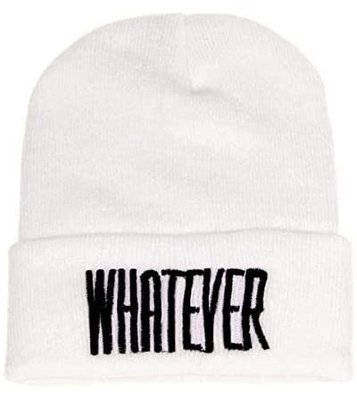Newsboy Caps Unisex Winter Whatever Letter Print Beanie Hat Fashion Skull Cap - White - CN18LHCZ69D $11.87