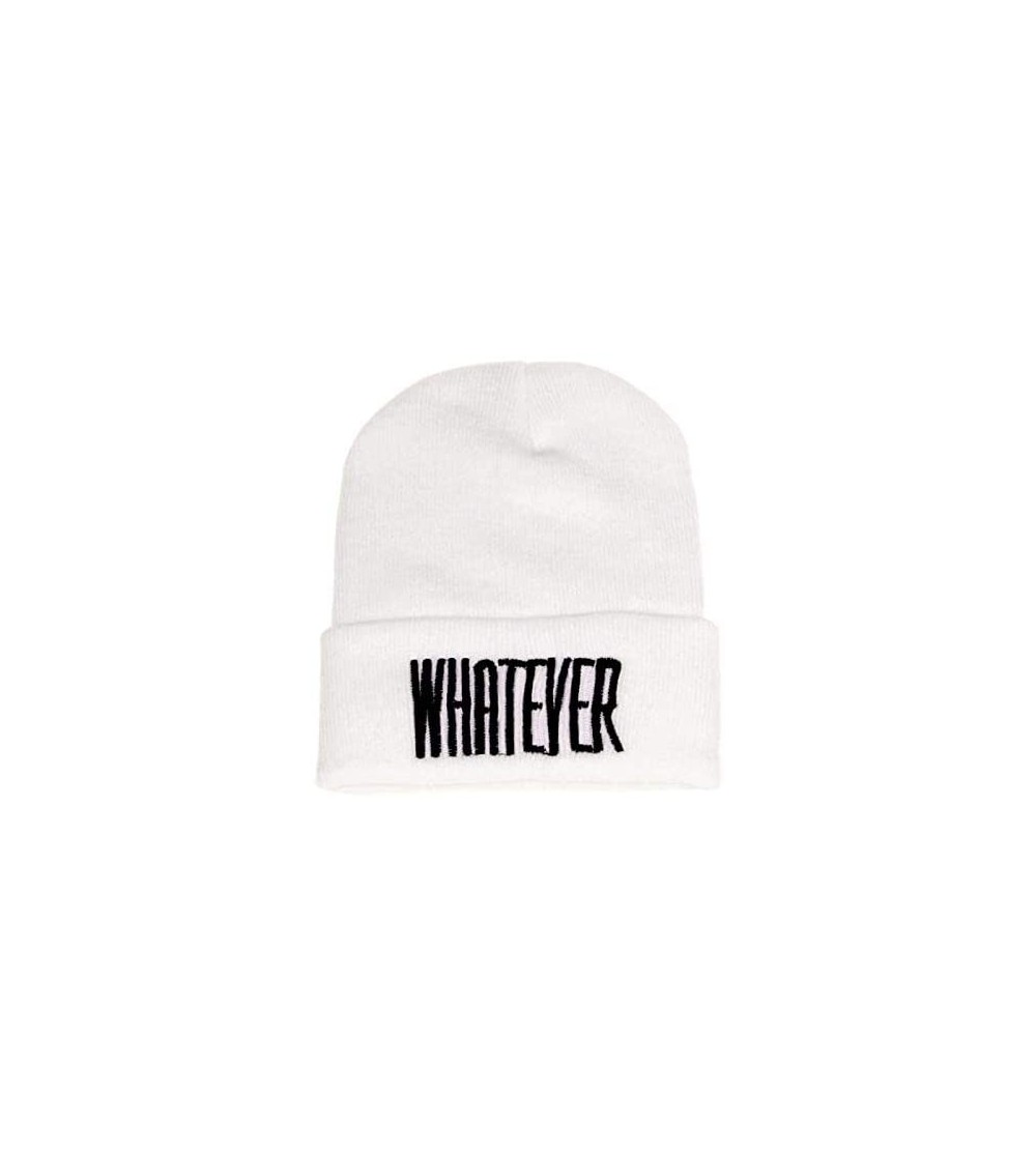 Newsboy Caps Unisex Winter Whatever Letter Print Beanie Hat Fashion Skull Cap - White - CN18LHCZ69D $11.87