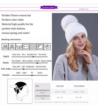Cold Weather Headbands Winter Women's Genuine Fox Fur Pom Pom Trend Wool Knitted Beanie Hat - Grey - CE186IAIHQM $17.48