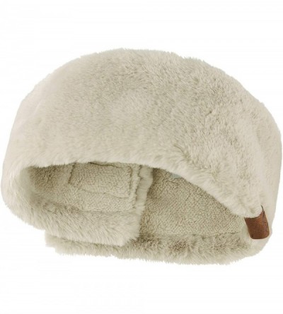 Cold Weather Headbands Women's Soft Faux Fur Feel Sherpa Lined Ear Warmer Headband Headwrap - Beige - CH18IT4LDDZ $28.46