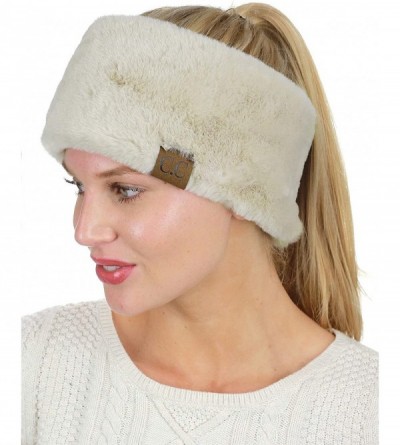 Cold Weather Headbands Women's Soft Faux Fur Feel Sherpa Lined Ear Warmer Headband Headwrap - Beige - CH18IT4LDDZ $11.24