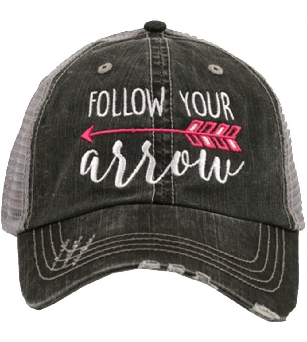Baseball Caps Follow Your Arrow Women's Trucker Hat - Hot Pink - CB12N1KE46C $25.68