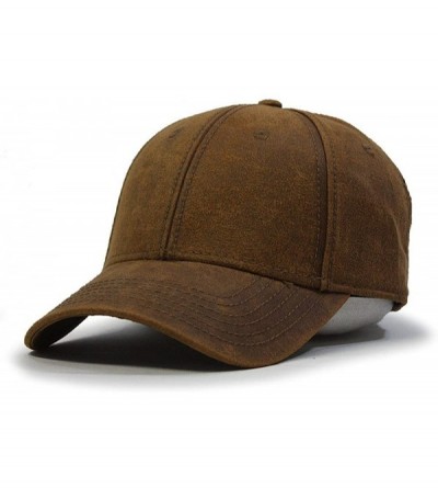 Baseball Caps Vintage Year Heavy Washed Wax Coated Adjustable Low Profile Baseball Cap - Caramel Brown - C212H7O5233 $17.75